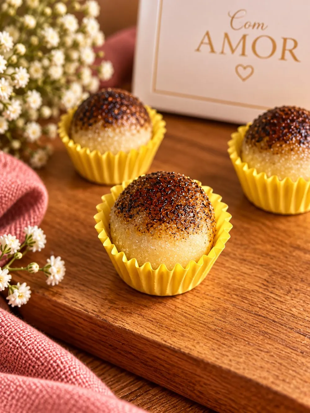 Brigadeiro brûlée: Casquinha de açúcar queimado