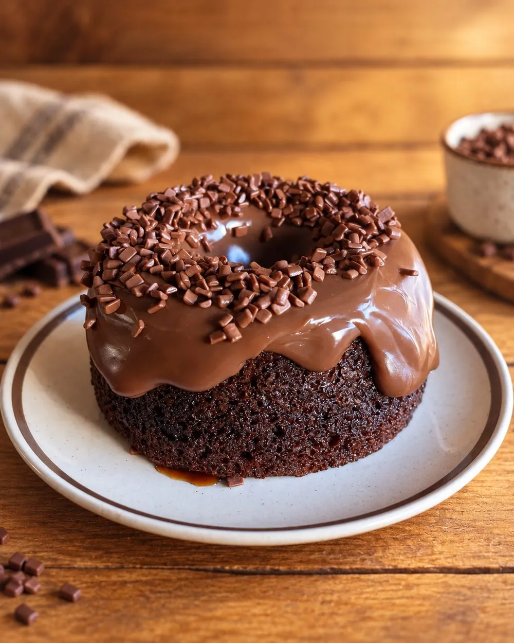 Vulcão Matilda: bolo de chocolate coberto de brigadeiro de chocolate nobre escorrendo pelas bordas