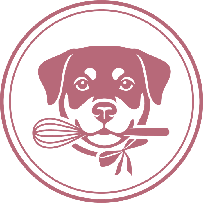 Ícone da Asha Ateliê: uma rottweiler segurando um fouet